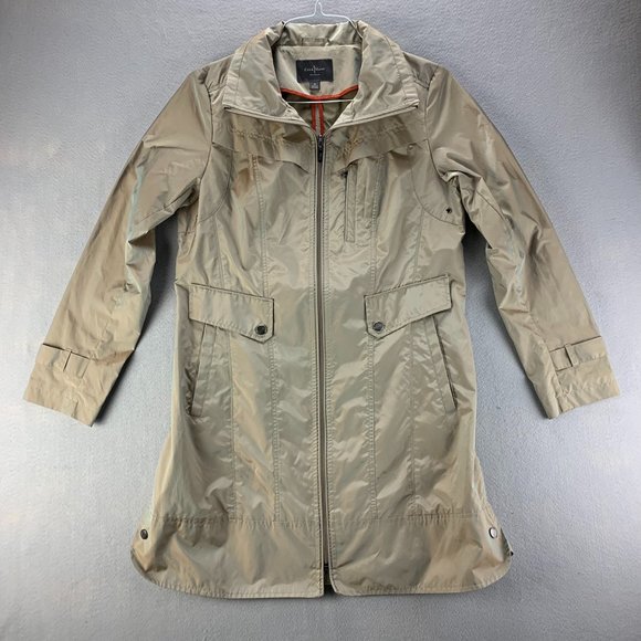Cole Haan Jackets & Blazers - Cole Haan Jacket Womens Medium Beige Hooded Raincoat Packable Iridescent